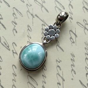 Unique 925 Sterling Silver and Blue Larimar Pendant